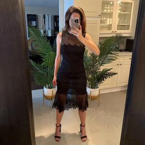 LIMITED EDITION Black Leon Max Evening Dress, 100% Silk,  US 4